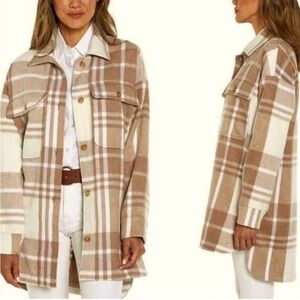 Plaid Tan and Cream Women's Jacket